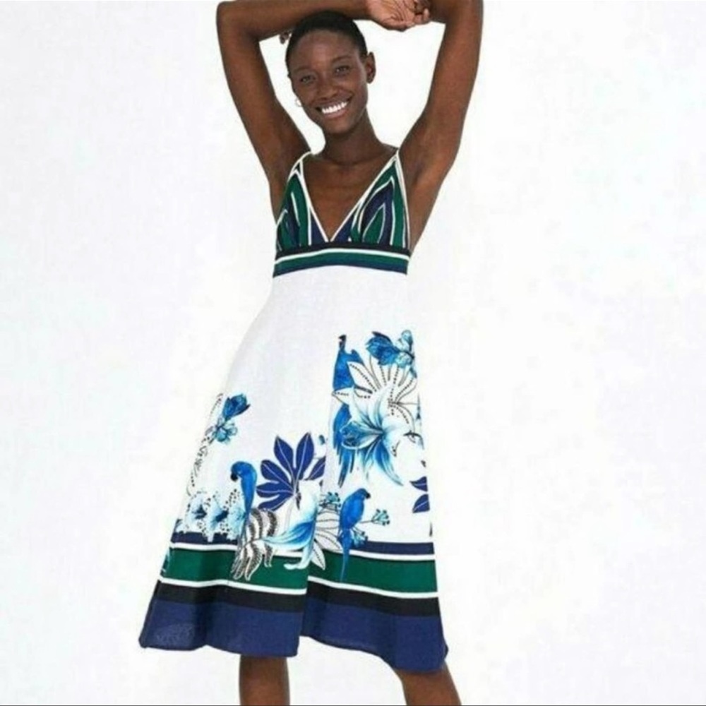 Farm Rio lazule Cami strap midi dress